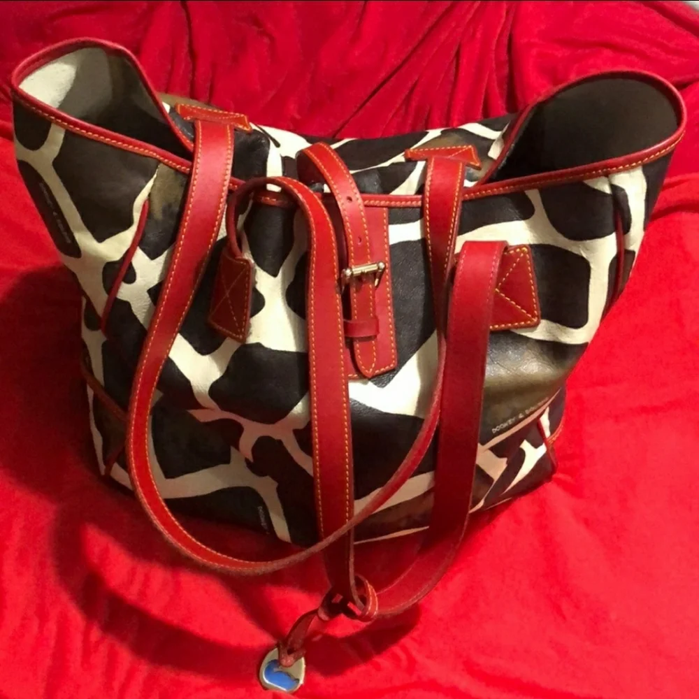 Dooney & Bourke Giraffe and Red Large Tote - Picture 1 of 14
